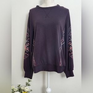 Knox Rose floral embroidered sweater Large